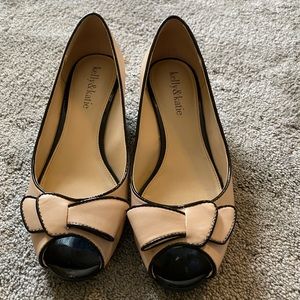 Kelly & katie low wedge open toe nude shoes size 6